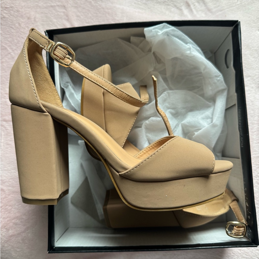 Elegant Tan Platform Heels